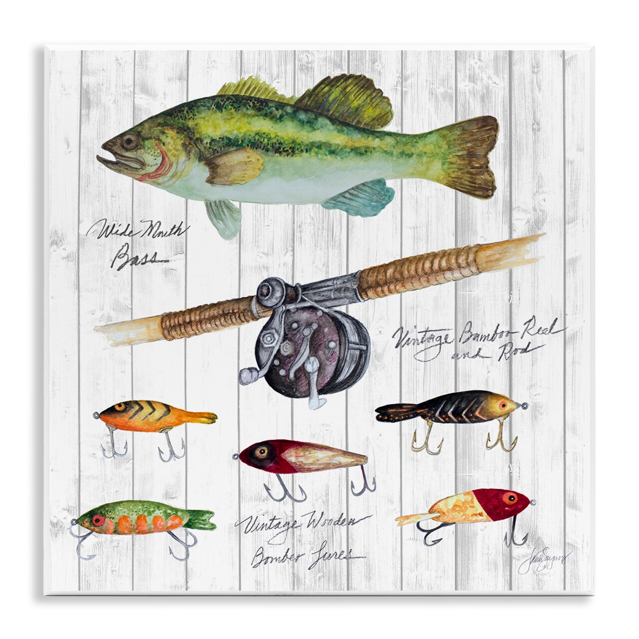 Stupell Industries Fishing Lure Diagram Wall Plaque Art Design by Janice Gaynor